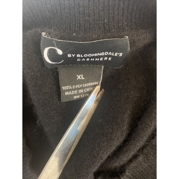 C By Bloomingdales Sweater Cashmere Crew Neck Black Size XL Size Zippers - Picture 7 of 7